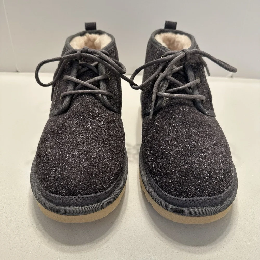 UGG Men's Neumel Shaggy Suede Chukka Boot Lace-up Shoe Dark‎ Grey #1158219 Sz 9